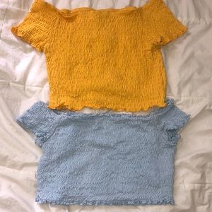 Ruffle Off the Shoulder Two Pack Crop Tops